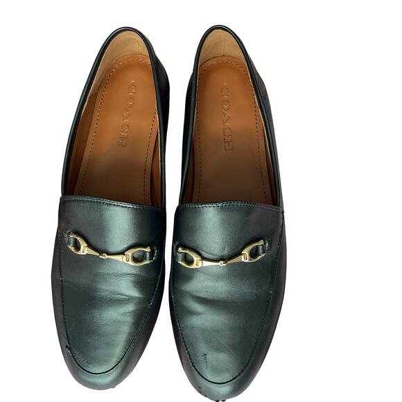 Coach Haley Black Leather Loafers Size 9 Slip-On Flats Classic Parisian Shoe - Picture 4 of 10